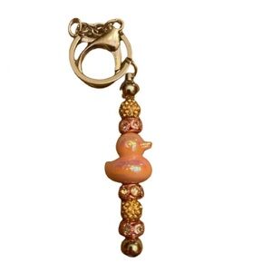 Handmade‎ keychain. Pink duck charms beads beaded